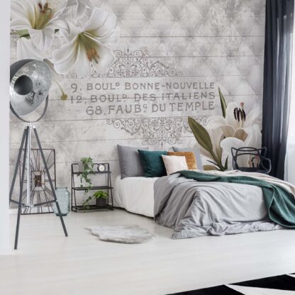 Vintage Chic Flowers Wood Planks French Script(10051WM)