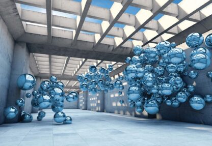 Modern 3D Blue Spheres Architecture View(10134WM) - Image 2