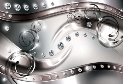 3D Luxury Silver And Diamonds Swirls(10205WM) - Image 2