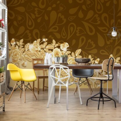 Luxury Ornamental Brown And Gold Design(10375WM)