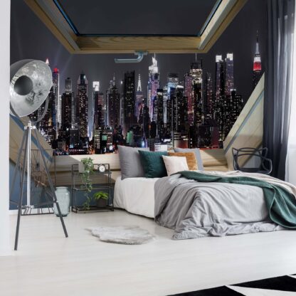 New York City Skyline At Night 3D Skylight Window View(10417WM)