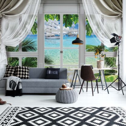 3D Door View Tropical Island Beach(10632WM)