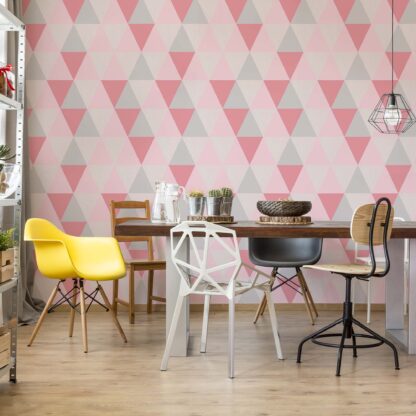 Modern Geometric Pink Triangle Pattern(10728WM)