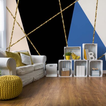 Modern Geometric Design Black Blue(10777WM)