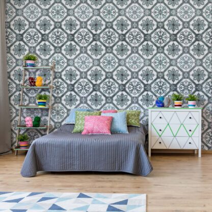 Vintage Tiles Pattern Blue(10800WM)