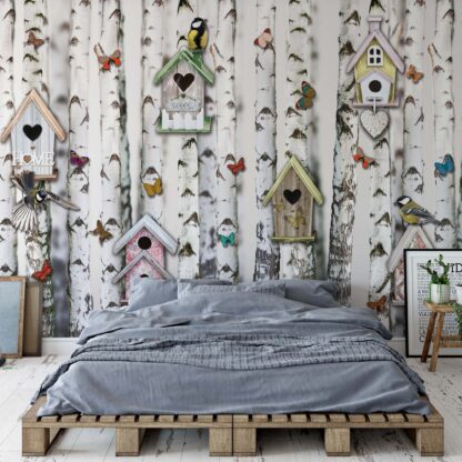 Birch Trees And Birdhouses Vintage Chic(10950WM)