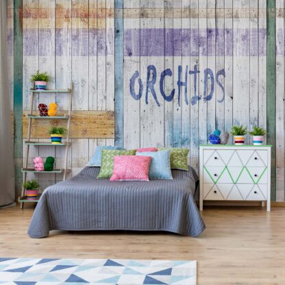 Painted Wood Planks Orchids(1099WM)