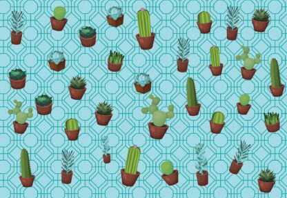 Modern Cactus Pattern Light Blue(11076WM) - Image 2