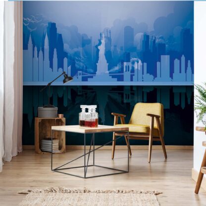 New York City Skyline Blue And Black(11232WM)