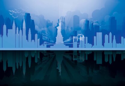 New York City Skyline Blue And Black(11232WM) - Image 2