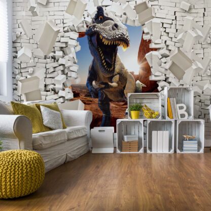 3D Dinosaur Bursting Through Brick Wall(11461WM)