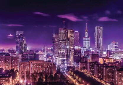 City Skyline Warsaw At Night Purple(1170WM) - Image 2