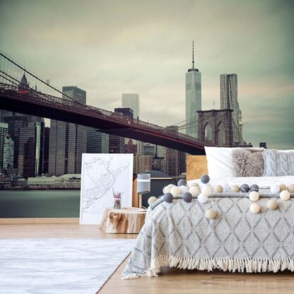 Sepia New York City Skyline Brooklyn Bridge(11846WM)