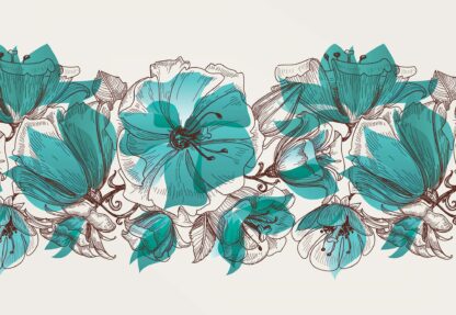 Modern Painted Turquoise Flowers(11919WM) - Image 2