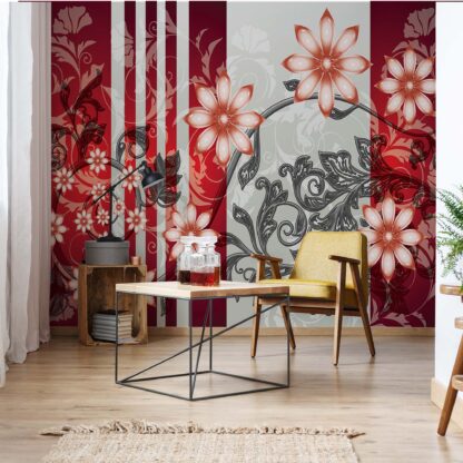 Floral Pattern With Swirls Red(1202WM)