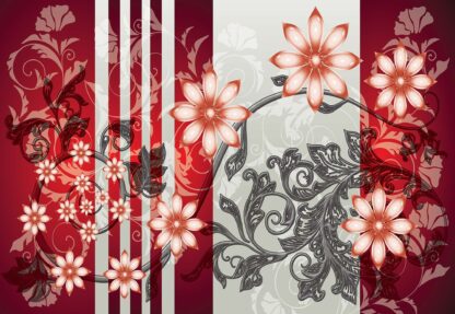 Floral Pattern With Swirls Red(1202WM) - Image 2