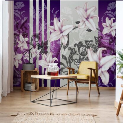 Floral Pattern With Swirls Purple(1203WM)