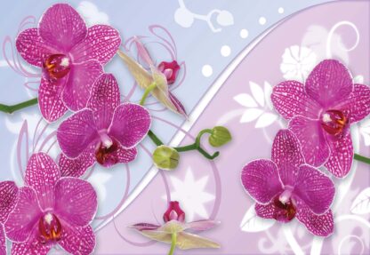 Pink Orchids Flowers Swirls(1207WM) - Image 2