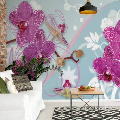 Pink Orchids Flowers Swirls(1208WM)