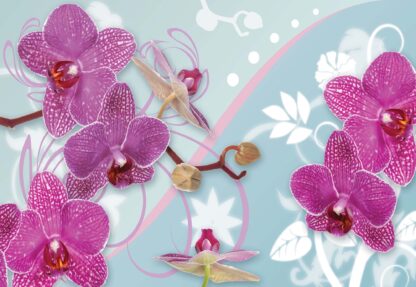 Pink Orchids Flowers Swirls(1208WM) - Image 2