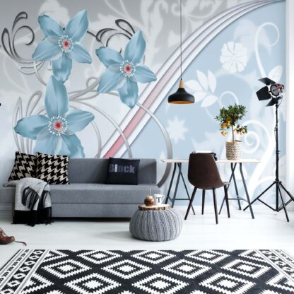 Flowers Swirls Light Blue(1209WM)