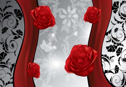 Red Roses Modern Floral Design Silver And Red(1210WM) - Image 2