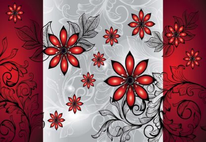 Modern Floral Design Silver And Red(1211WM) - Image 2