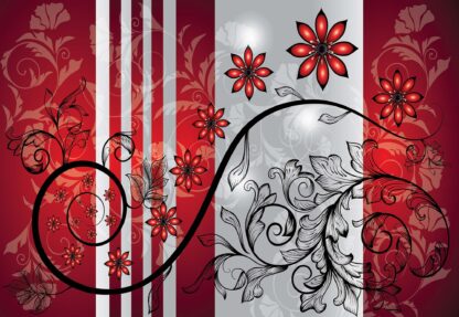 Modern Floral Design Silver And Red(1212WM) - Image 2