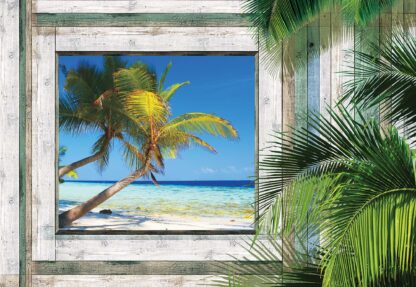 Wood Plank Window Tropical Beach View(1226WM) - Image 2