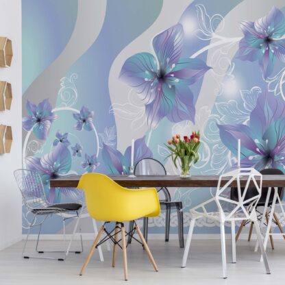 Flowers Floral Pattern Blue(1234WM)