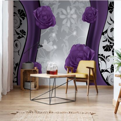 Purple Roses Floral Design Purple And Silver(1240WM)