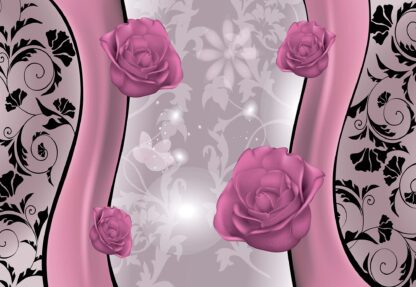 Pink Roses Floral Design Pink And Silver(1241WM) - Image 2