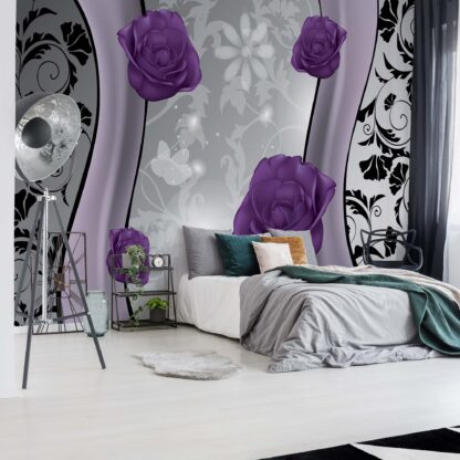 Purple Roses Floral Design Purple And Silver(1243WM)