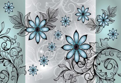 Modern Floral Design With Swirls Green(1246WM) - Image 2