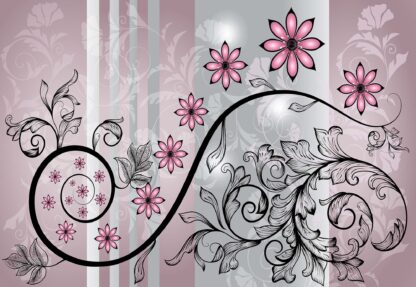 Modern Floral Design With Swirls Pink(1248WM) - Image 2