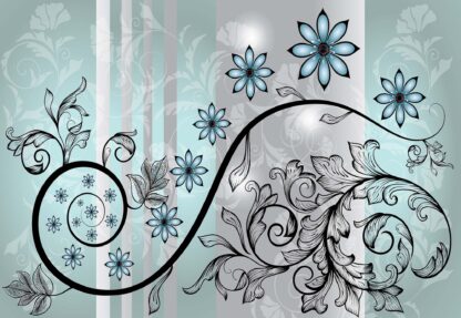 Modern Floral Design With Swirls Green(1249WM) - Image 2