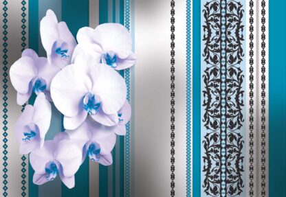 Luxury Floral Design Orchids Teal(1284WM) - Image 2