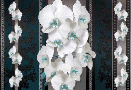Luxury Floral Design Orchids Black And White(1293WM) - Image 2