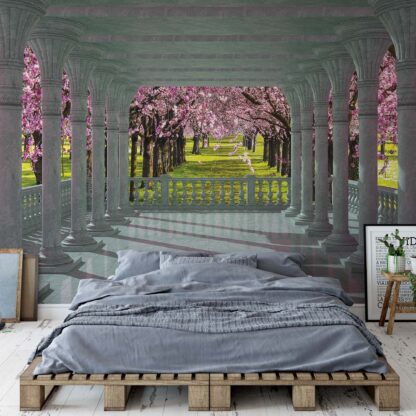 Blossoming Trees 3D View Through Columns(1364WM)