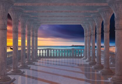 Beach Sunset 3D View Through Columns(1368WM) - Image 2