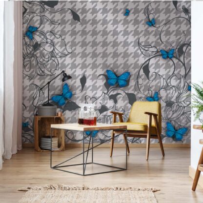 Modern Blue Butterflies Design(1424WM)