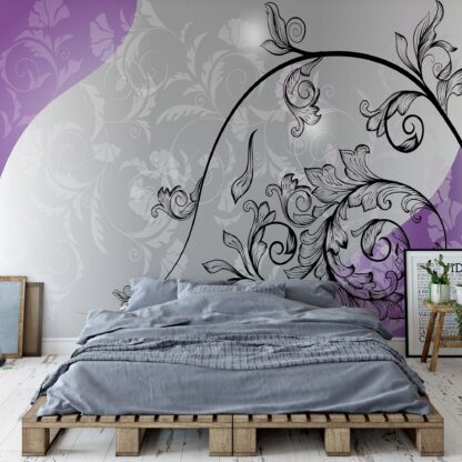 Floral Design Purple And Silver(1444WM)