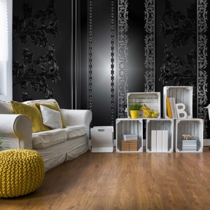 Floral Design Black And Grey(1448WM)