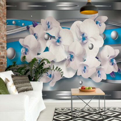 Modern Floral Design Silver And Blue(1450WM)