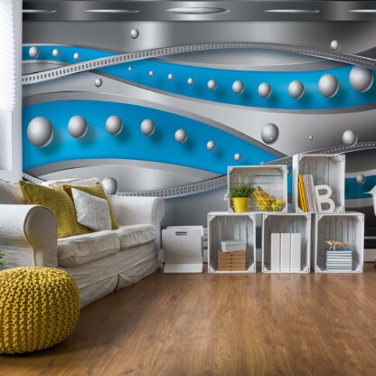 Modern 3D Design Silver And Blue(1451WM)