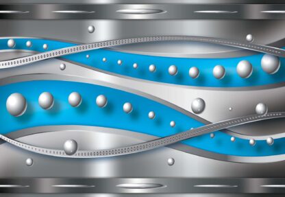Modern 3D Design Silver And Blue(1451WM) - Image 2