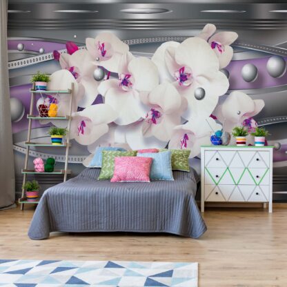 Modern Floral Design Silver And Purple(1452WM)