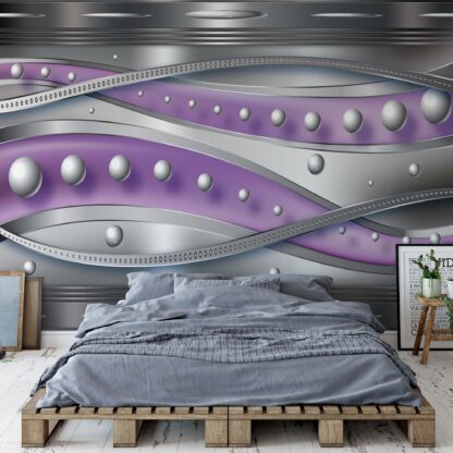 Modern 3D Design Silver And Purple(1453WM)