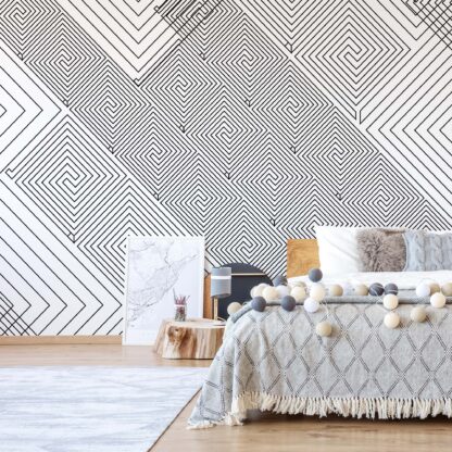 Modern Geometric Pattern White And Grey(1481WM)