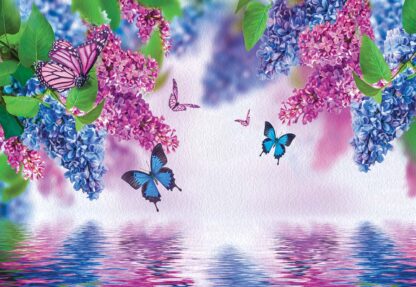 Flowers And Butterflies Water Reflection(1533WM) - Image 2